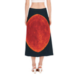 Super Blood Moon Lunar Eclipse Print Side Slit Midi Skirt