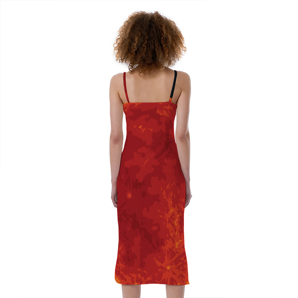 Super Blood Moon Lunar Eclipse Print Slim Fit Midi Cami Dress