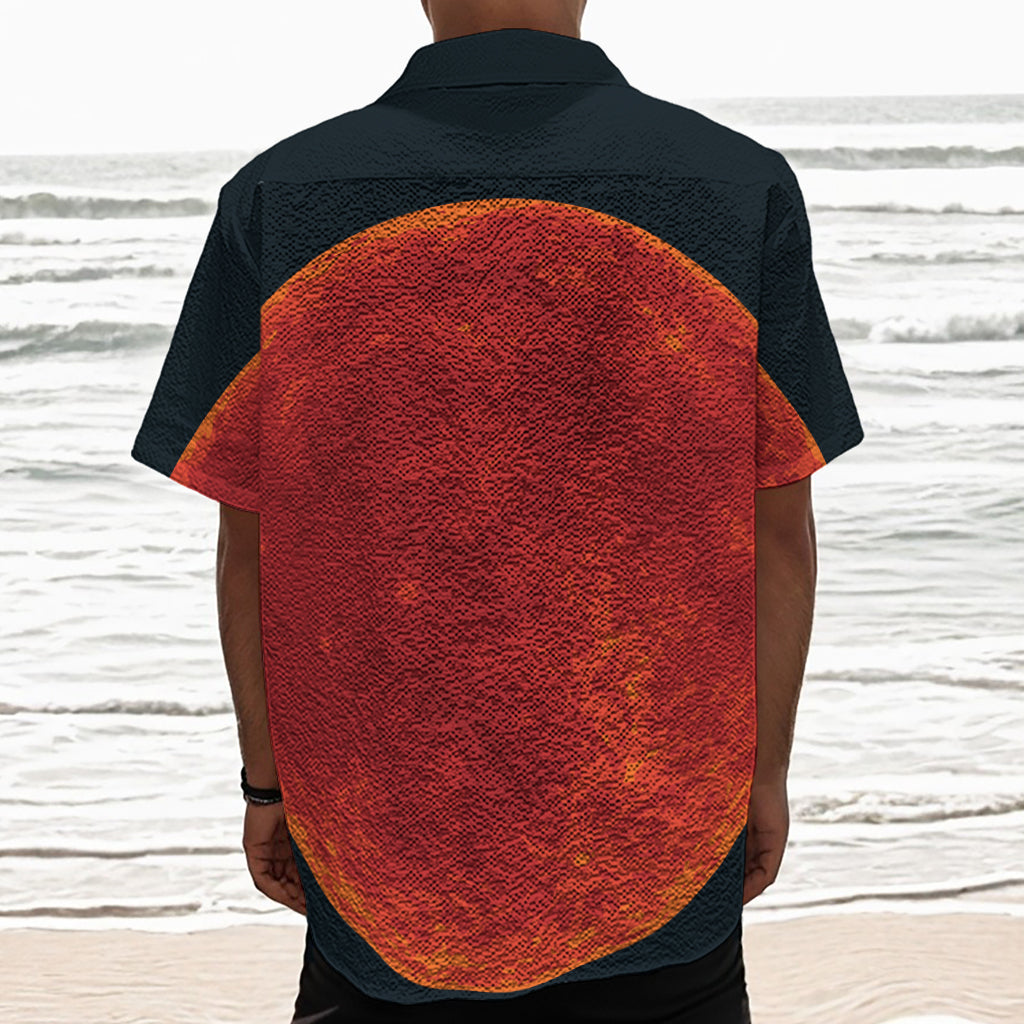 Super Blood Moon Lunar Eclipse Print Textured Short Sleeve Shirt