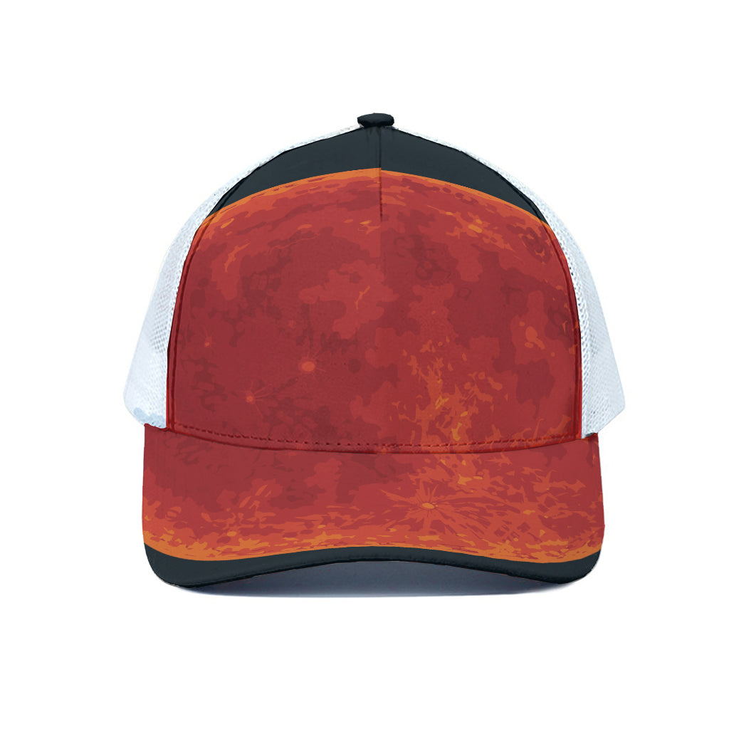 Super Blood Moon Lunar Eclipse Print White Mesh Trucker Cap