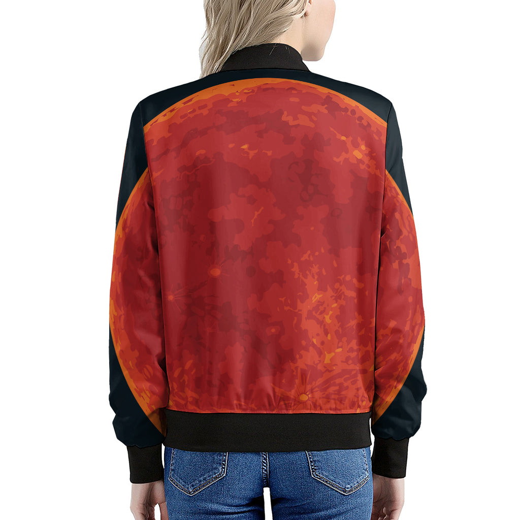 Super Blood Moon Lunar Eclipse Print Women's Bomber Jacket