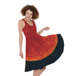 Super Blood Moon Lunar Eclipse Print Women's Sleeveless Dress