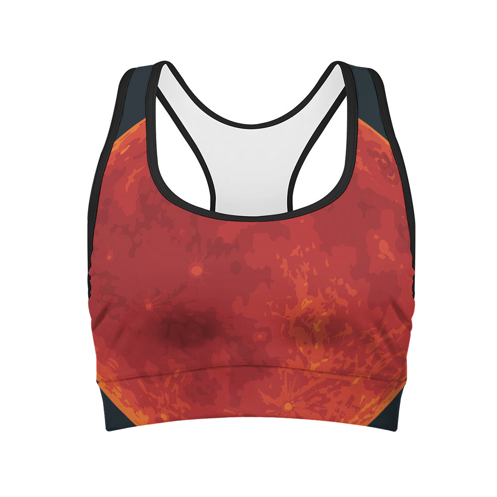Super Blood Moon Lunar Eclipse Print Women's Sports Bra
