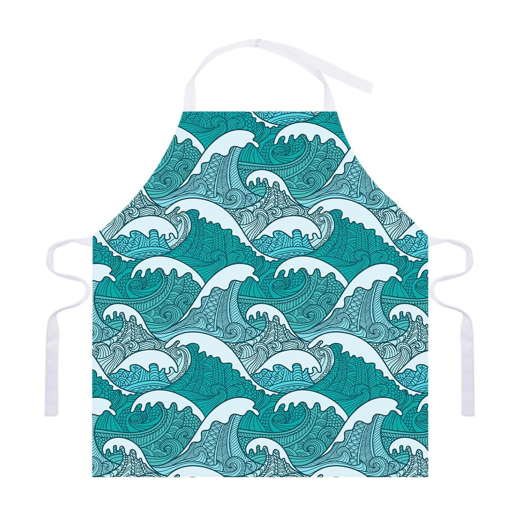 Surfing Wave Pattern Print Adjustable Apron