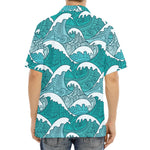 Surfing Wave Pattern Print Aloha Shirt