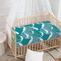 Surfing Wave Pattern Print Baby Crib Sheet
