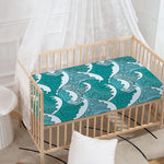 Surfing Wave Pattern Print Baby Crib Sheet