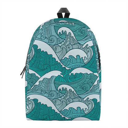 Surfing Wave Pattern Print Backpack