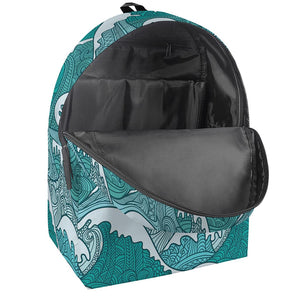 Surfing Wave Pattern Print Backpack