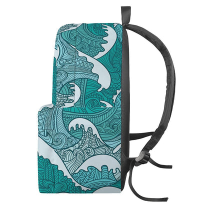 Surfing Wave Pattern Print Backpack