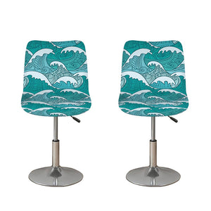 Surfing Wave Pattern Print Bar Stool Covers