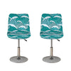 Surfing Wave Pattern Print Bar Stool Covers