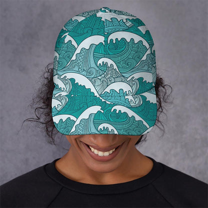 Surfing Wave Pattern Print Baseball Cap