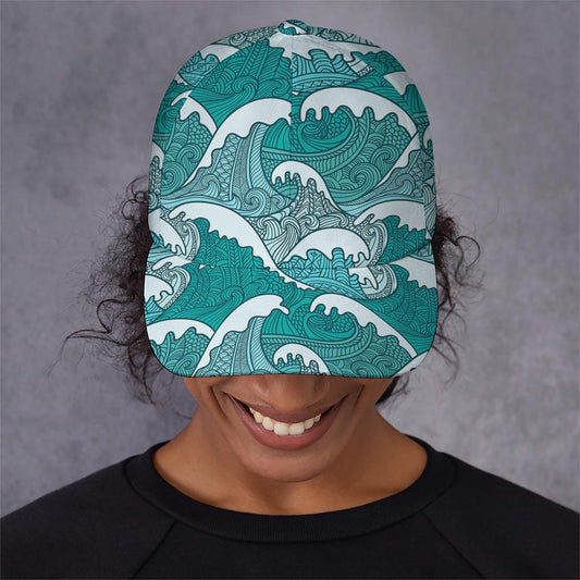 Surfing Wave Pattern Print Baseball Cap