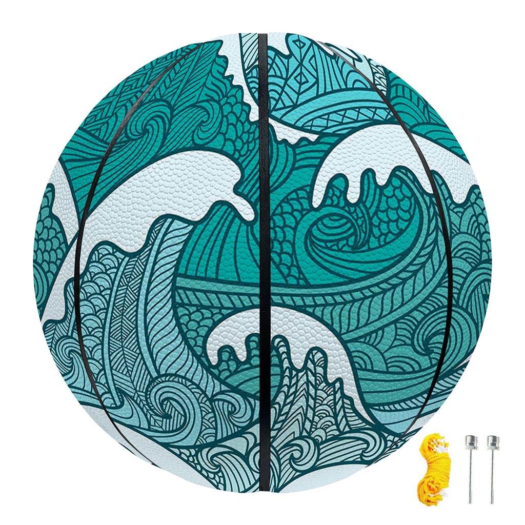 Surfing Wave Pattern Print Basketball