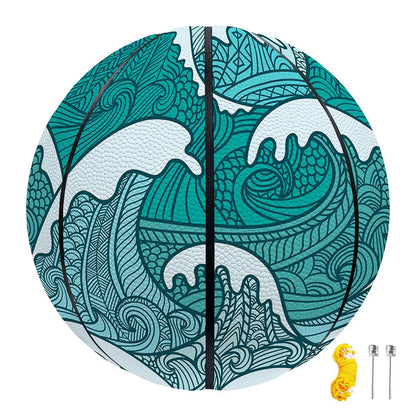 Surfing Wave Pattern Print Basketball