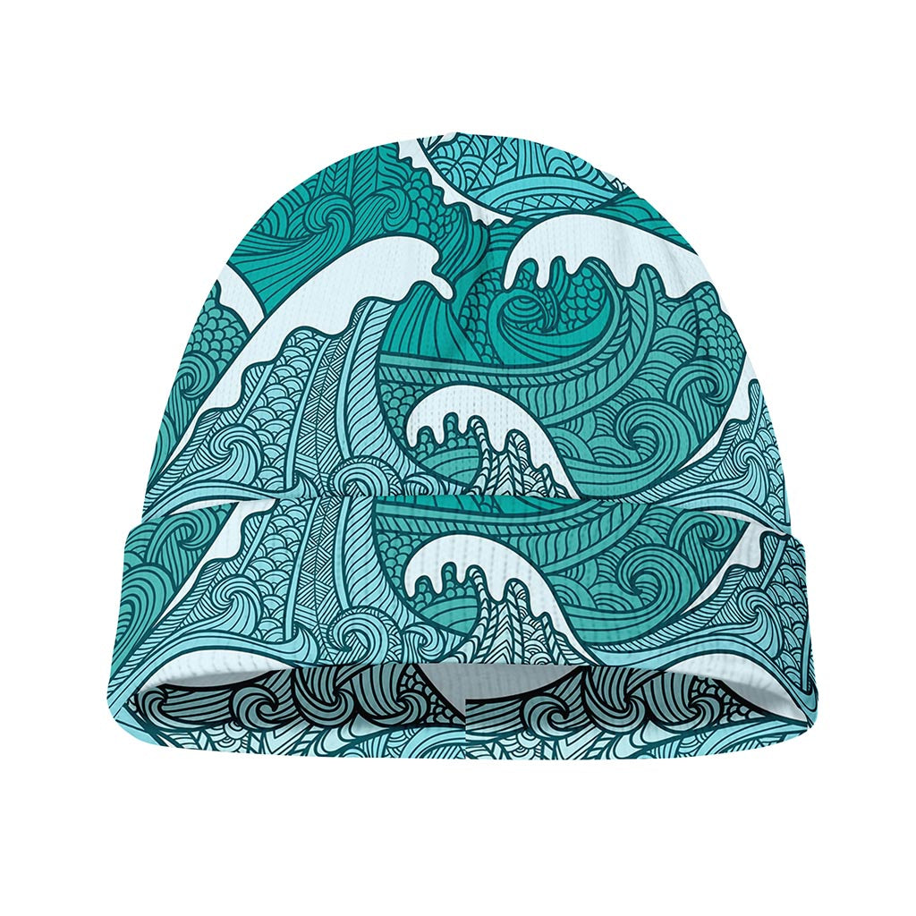 Surfing Wave Pattern Print Beanie