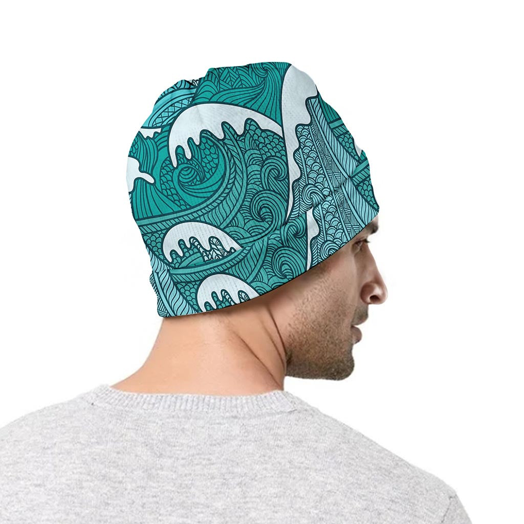 Surfing Wave Pattern Print Beanie