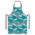 Surfing Wave Pattern Print Bib Apron With Pocket