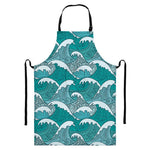 Surfing Wave Pattern Print Bib Apron With Pocket