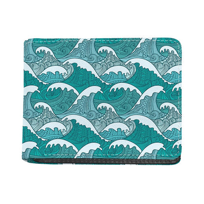 Surfing Wave Pattern Print Bifold Wallet