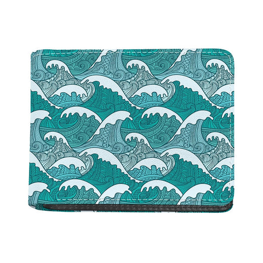 Surfing Wave Pattern Print Bifold Wallet