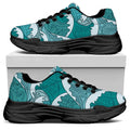 Surfing Wave Pattern Print Black Chunky Shoes