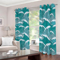 Surfing Wave Pattern Print Dimout Grommet Curtains
