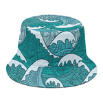 Surfing Wave Pattern Print Bucket Hat