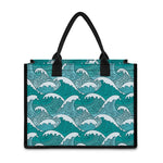 Surfing Wave Pattern Print Canvas Tote Bag