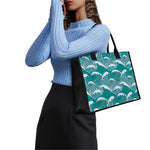 Surfing Wave Pattern Print Canvas Tote Bag