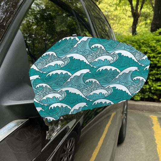 Surfing Wave Pattern Print Car Side Mirror Covers