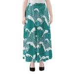 Surfing Wave Pattern Print Chiffon Maxi Skirt