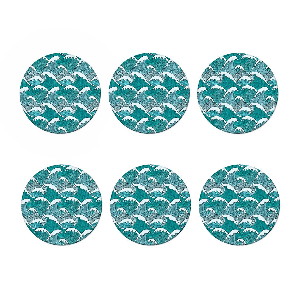 Surfing Wave Pattern Print Coaster Set