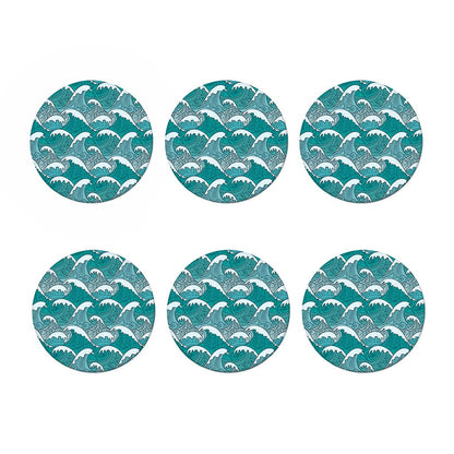 Surfing Wave Pattern Print Coaster Set