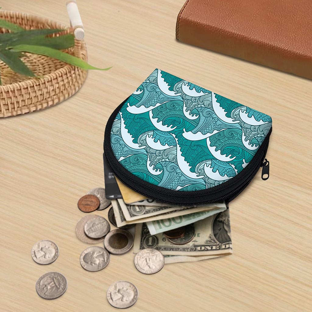 Surfing Wave Pattern Print Coin Purse