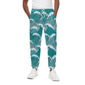 Surfing Wave Pattern Print Cotton Sweatpants