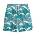 Surfing Wave Pattern Print Cotton Shorts