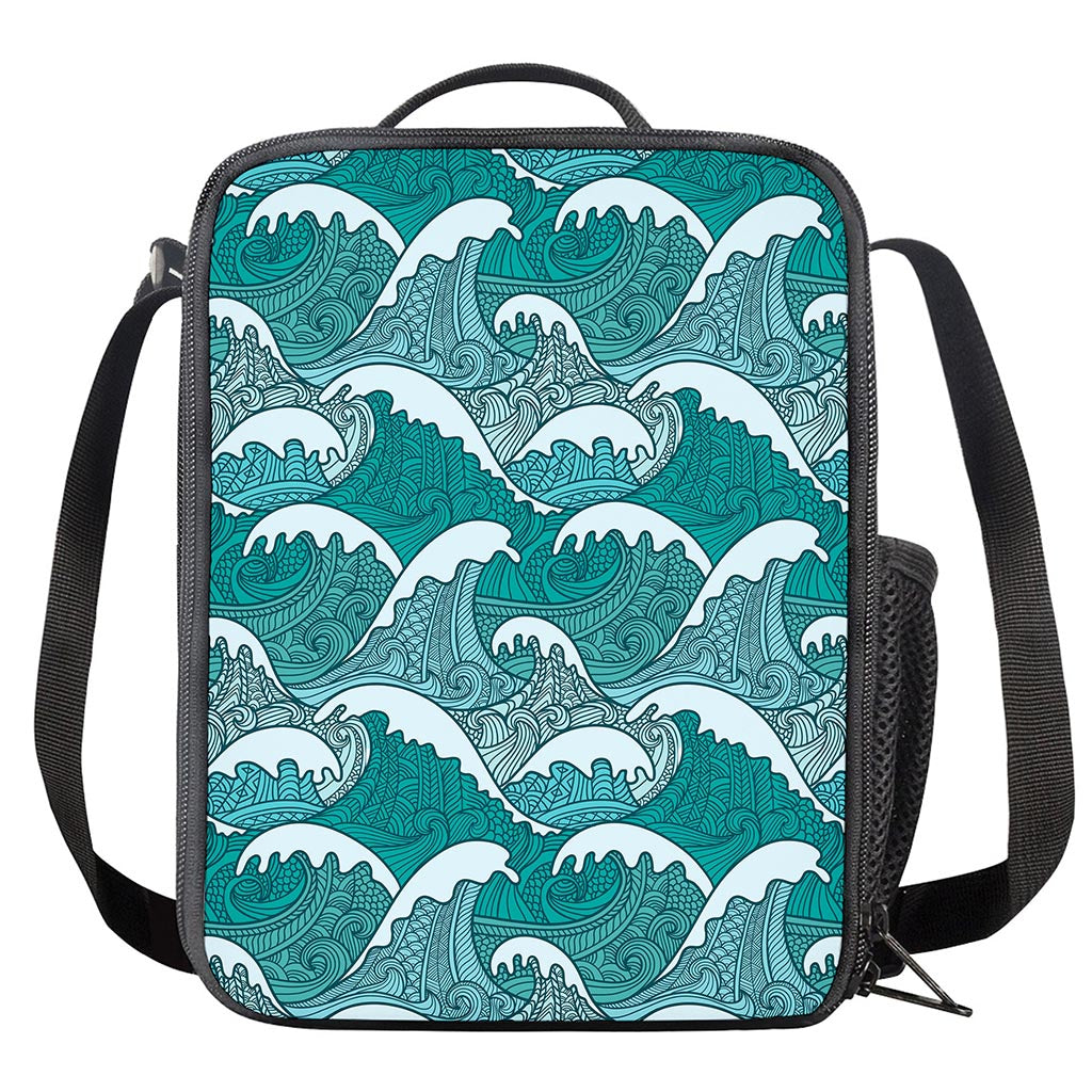Surfing Wave Pattern Print Crossbody Lunch Bag