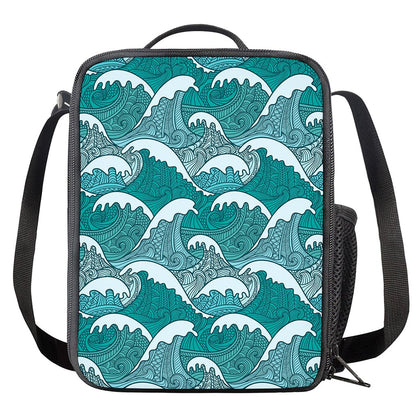 Surfing Wave Pattern Print Crossbody Lunch Bag