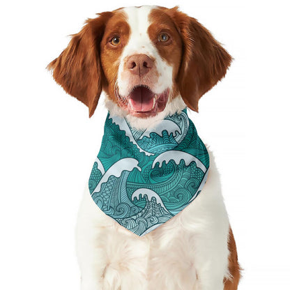 Surfing Wave Pattern Print Dog Bandana