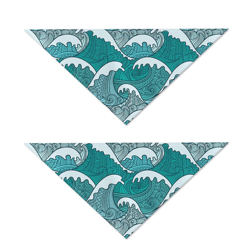 Surfing Wave Pattern Print Dog Bandana