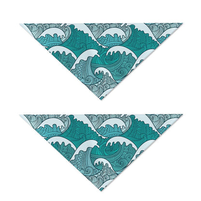 Surfing Wave Pattern Print Dog Bandana