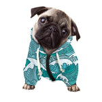 Surfing Wave Pattern Print Dog Zip Up Hoodie