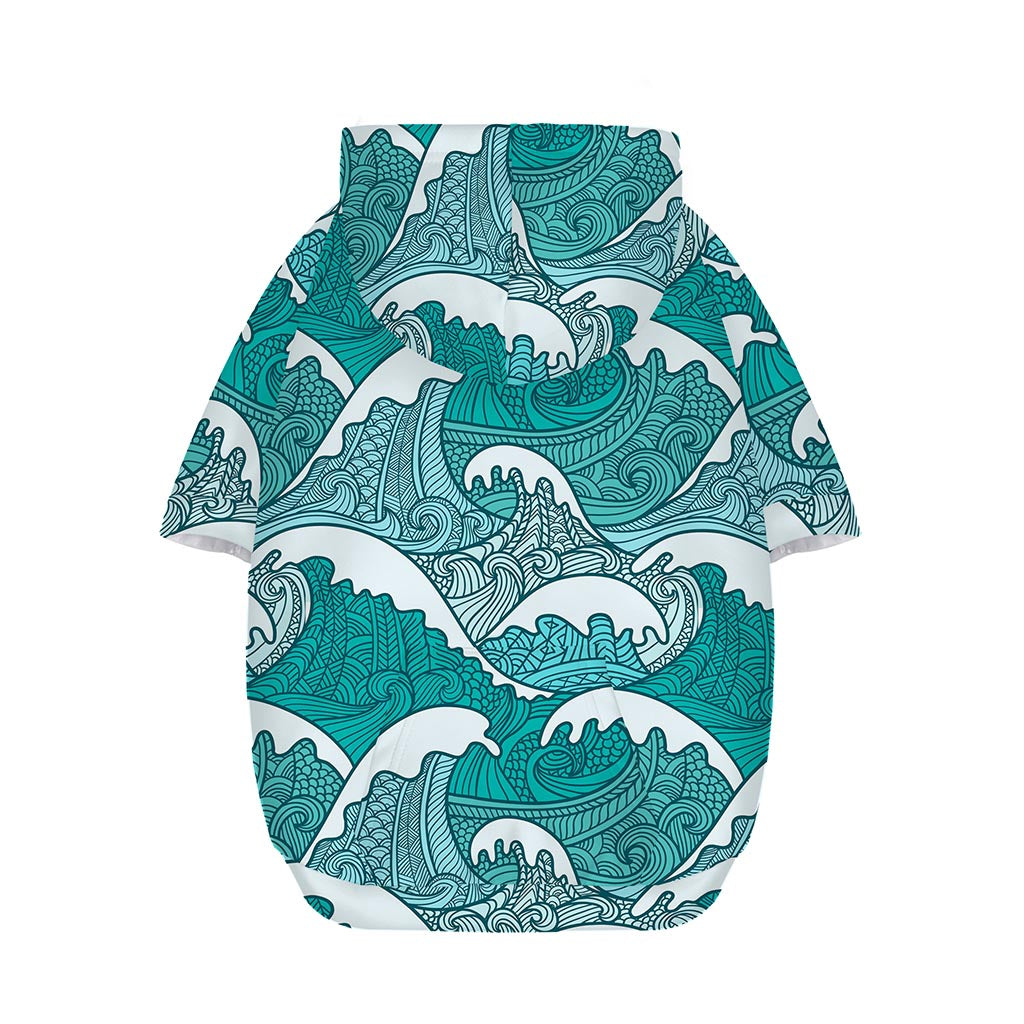 Surfing Wave Pattern Print Dog Zip Up Hoodie