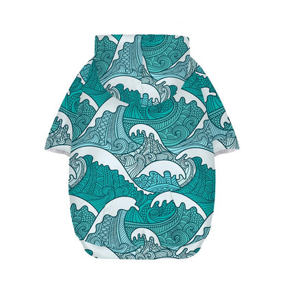 Surfing Wave Pattern Print Dog Zip Up Hoodie