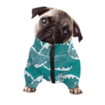 Surfing Wave Pattern Print Dog Zip Up Jacket