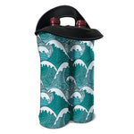 Surfing Wave Pattern Print Double Neoprene Wine Tote