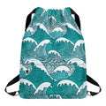 Surfing Wave Pattern Print Drawstring Backpack