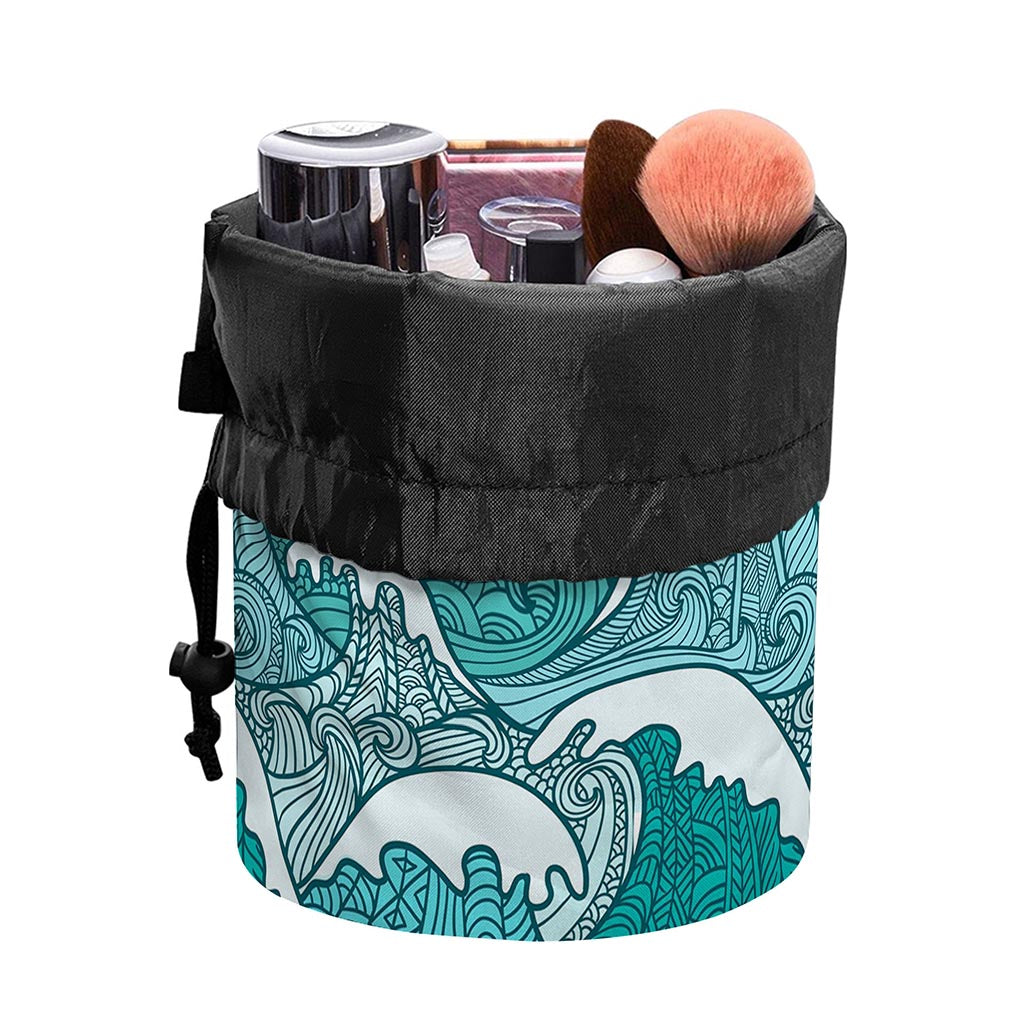 Surfing Wave Pattern Print Drawstring Makeup Bag
